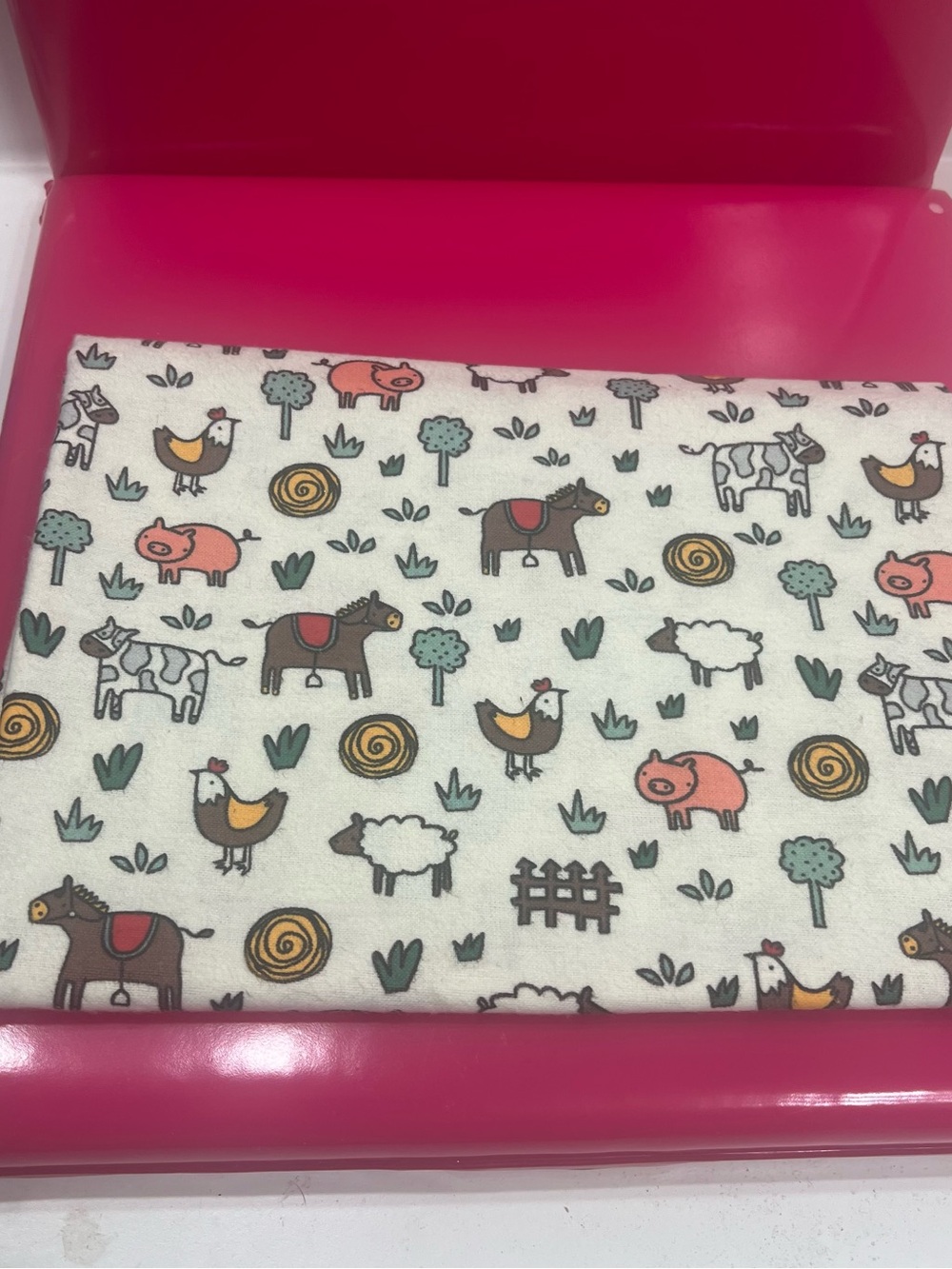 Joann Fabrics' "Farm Animal Doodles" Super Snuggle Fabric Flannel - 22” 44” wide